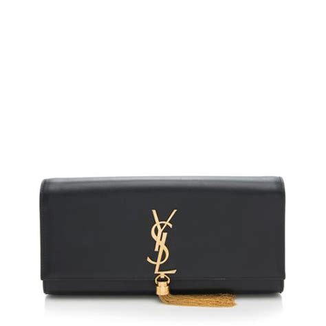 SAINT LAURENT Calfskin Classic Monogram Tassel Clutch